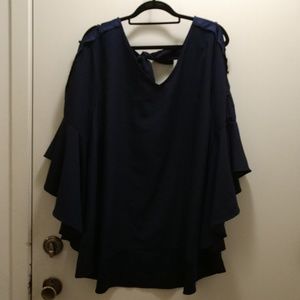 Navy blouse with bow back
